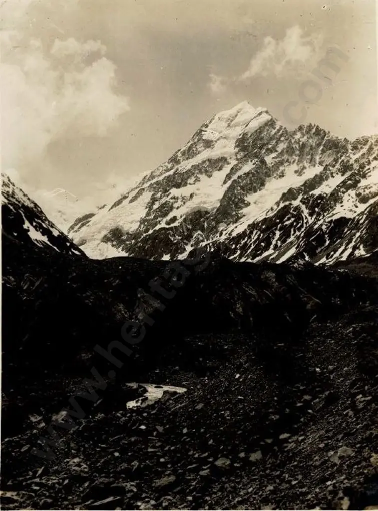 NZ GOVT PUBLICITY (Early 20th Cent.) - Mount Cook from Hooker Glacier, c.1910 Image 1++
