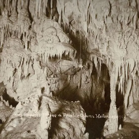 ASSOCIATED SPORTS Photography - King Edward's Throne & Prentice Column, Waitomo Caves, c.1900