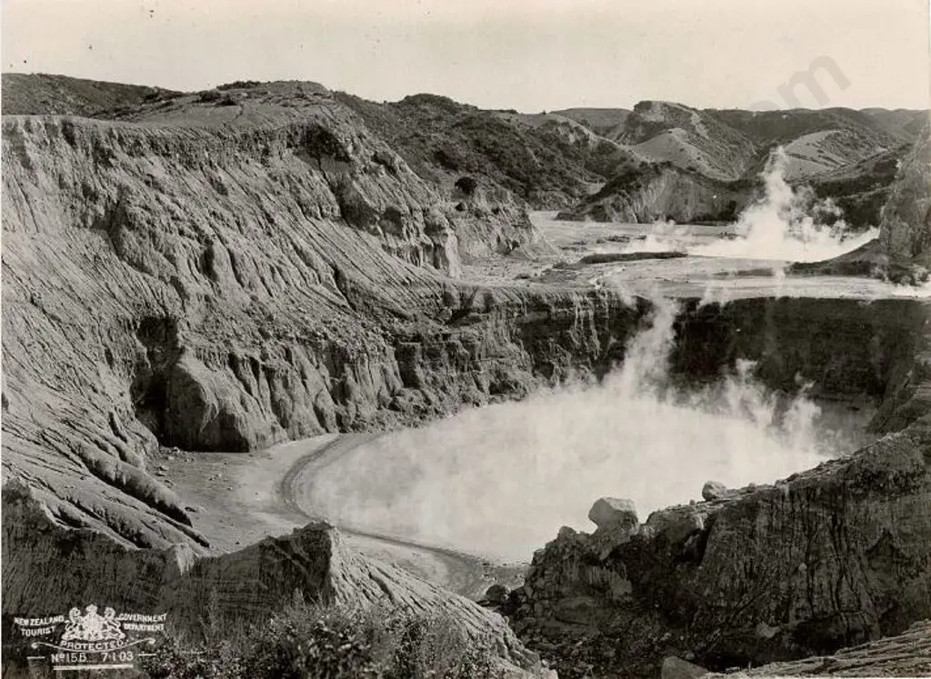 NZ GOVT TOURIST DEPARTMENT (1903) - The Crater, Waimangu Geyer, 1903 Image 1++