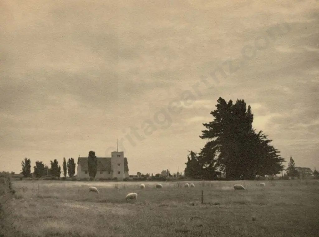 CASBOLT, Frederick Lennard (1896-1987) - Country Church with Sheep in Paddock Image 1++