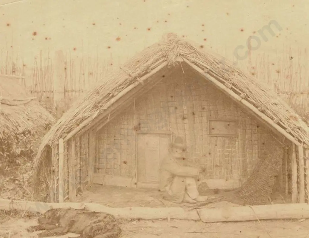 UNKNOWN - Maori Man Sitting Outside Whare Image 1++