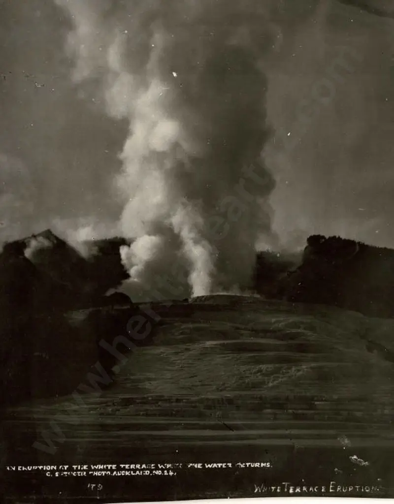 SPENCER, Charles (1854-1933) - Eruption at the White Terrace Where the Water Returns, c.1880 Image 1++