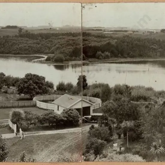 UNKNOWN - New Zealand Homestead by Lake with Stables, 1920s