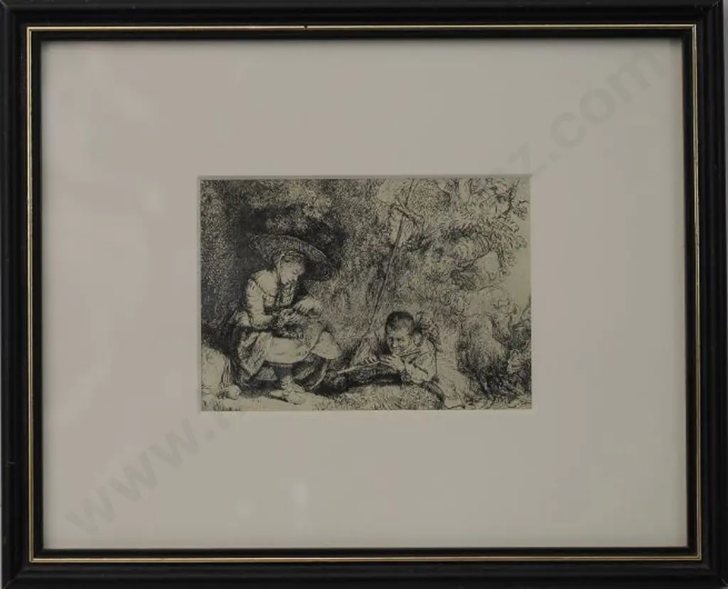 REMBRANDT, Harmenszoon van Rijn (1606-1669) - Girl with Posy and Young Flautist Image 1++