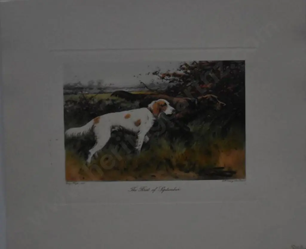 WRIGHT, George (1860-1944) - The First of September - Hunting Season - Two dogs Image 1++