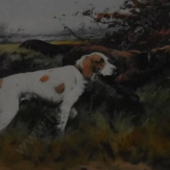 WRIGHT, George (1860-1944) - The First of September - Hunting Season - Two dogs