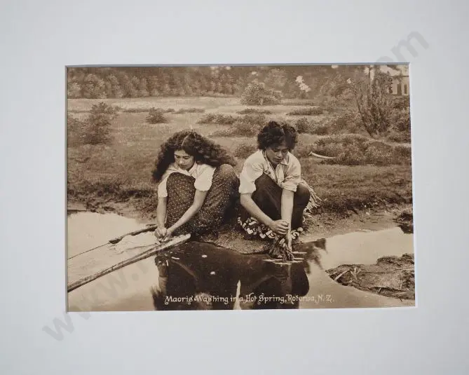 UNKNOWN - Maoris Washing in a Hot Spring, Rotorua, c.1910 Image 1++