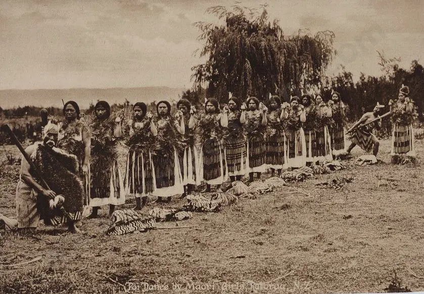 UNKNOWN - Poi Dance by Maori Girls, Rotorua, c.1910 Image 1++