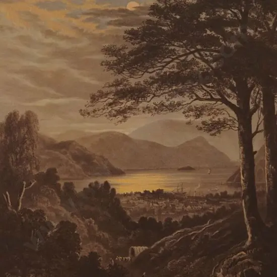 BARRAUD, Charles Decimus (1822-1897) - Picton Harbour (by moonlight) - New Zealand Graphic & Descriptive (1877)
