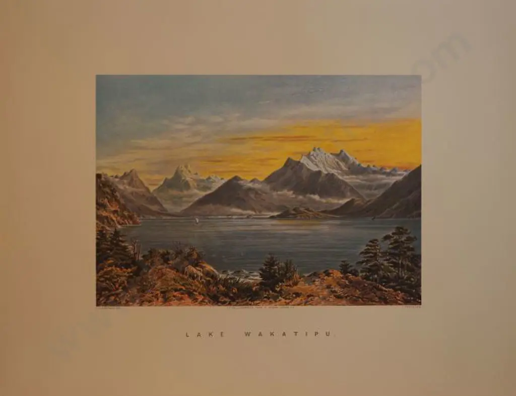 BARRAUD, Charles Decimus (1822-1897) - Lake Wakatipu - New Zealand Graphic & Descriptive (1877) Image 1++
