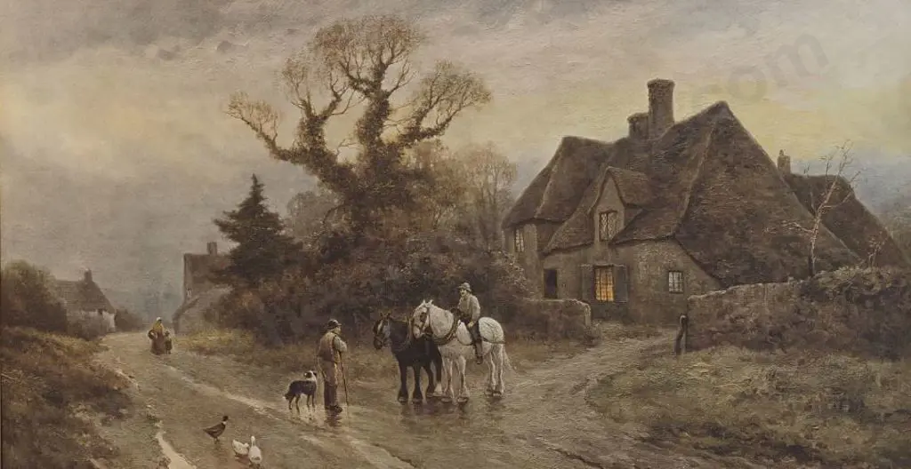 UNKNOWN artist - English Rustic Scene with Country Home Image 1++