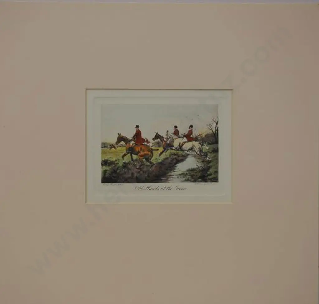 WRIGHT, George (1860-1944) - Old Hands at the Game - Horses Jumping Stream Image 1++