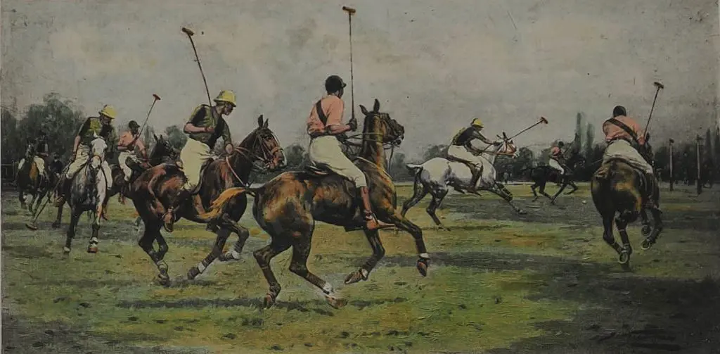 WRIGHT, George (1860-1944) - Playing Polo Image 1++