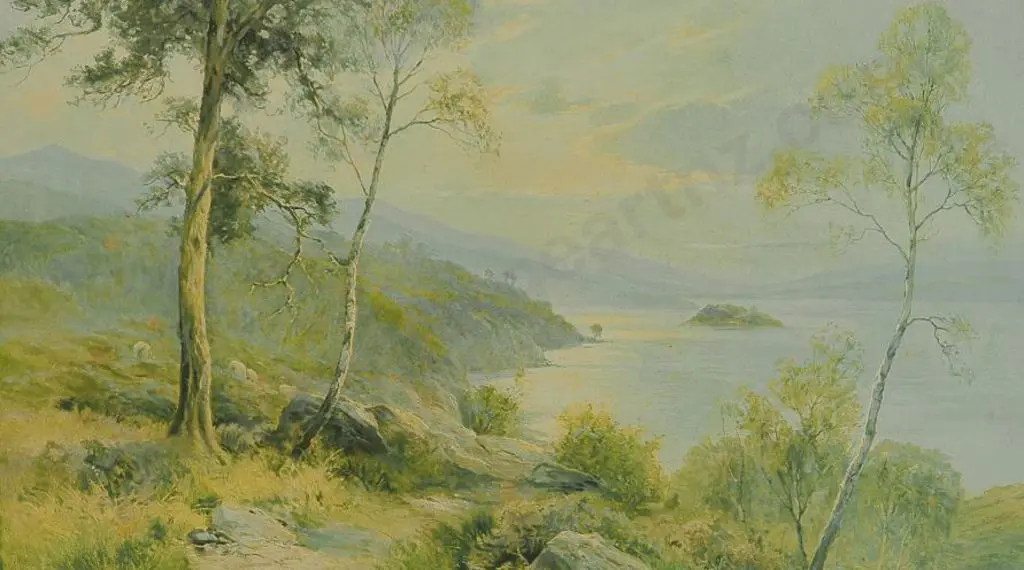 UNKNOWN artist - Inlet with Hills & Trees Image 1++