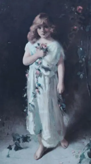 UNKNOWN Artist - Young Girl with Flowers Image 1++