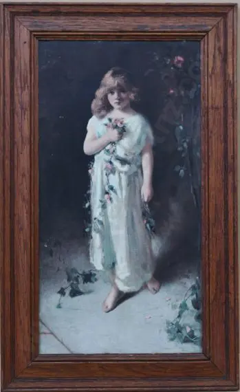 UNKNOWN Artist - Young Girl with Flowers Image 1++