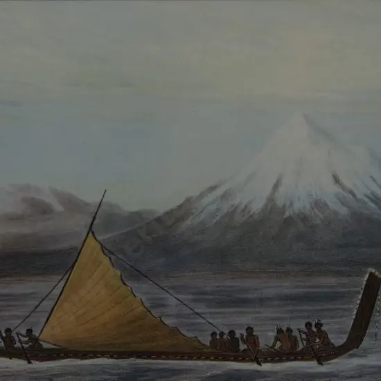 ANGAS, George French (1822-1886) - Taranaki or Mount Egmont, War Canoe
