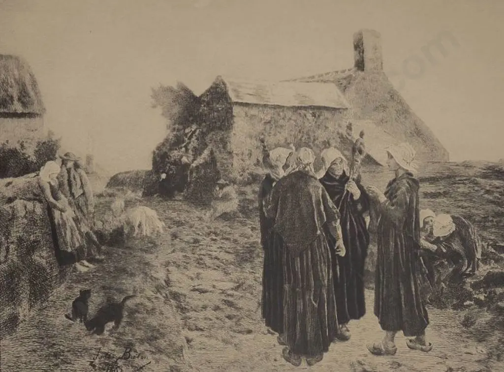 BRETON, Jules (1827-1906) - Evening in Finisterre Image 1++