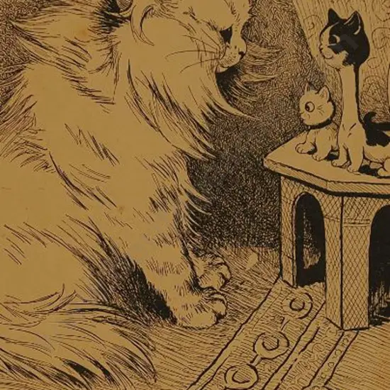 WAIN, Louis (1860-1939) - Miss Pussum's at Home