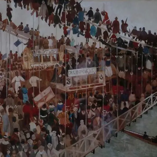 GREAVES, Walter (1846-1930) - Hammmersmith Bridge on Boat Race Day, 1862