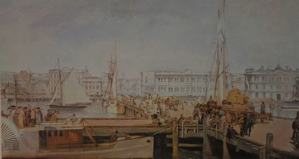 GIFFORD, Edward Augustus R.A. (1819-1894) - Auckland From the Wharf, 1887 Image 1++
