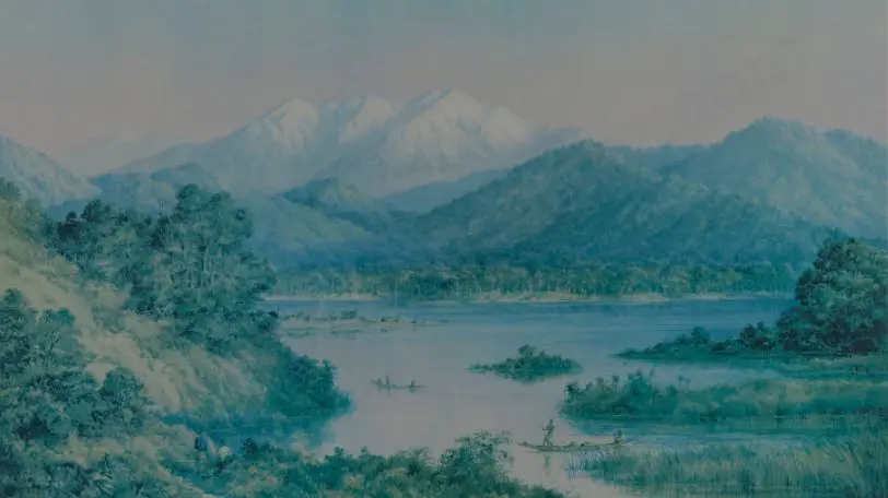 UNKNOWN Artist (A72) - Lake and Mountains - Dated 1870 Image 1++