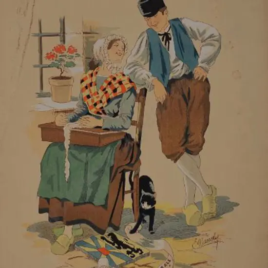 MAUDY, E. (Active 1930s-40s) - Man & Woman in National Dress - Flanders