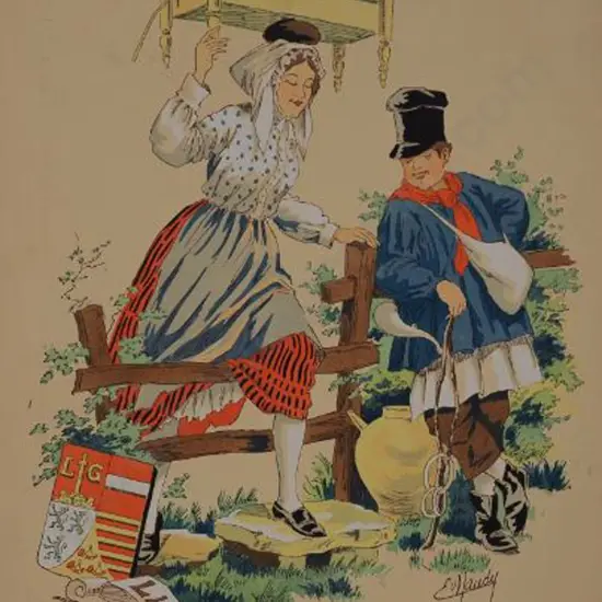MAUDY, E. (Active 1930s-40s) - Man & Woman in National Dress - Liege
