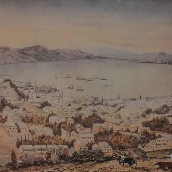 AUBREY, Christopher (1868-1906) - Te Aro and Wellington Harbour, 1889