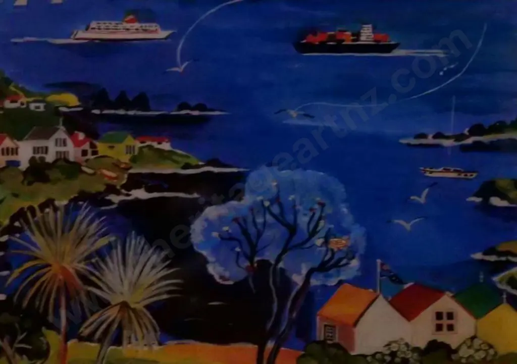 ROBERTS, Glenda (1939-2014) - Wellington Heads from Breaker Bay Image 1++