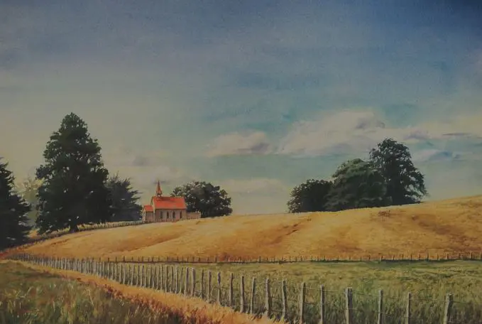 UNKNOWN photographer - Church in Field with Scudding Cloud Image 1++