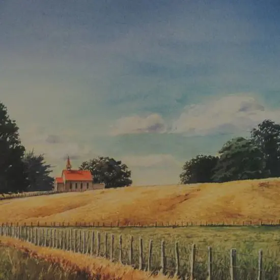 UNKNOWN photographer - Church in Field with Scudding Cloud