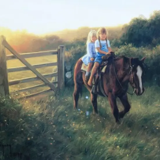 UNKNOWN Artist - Two Children on Horse